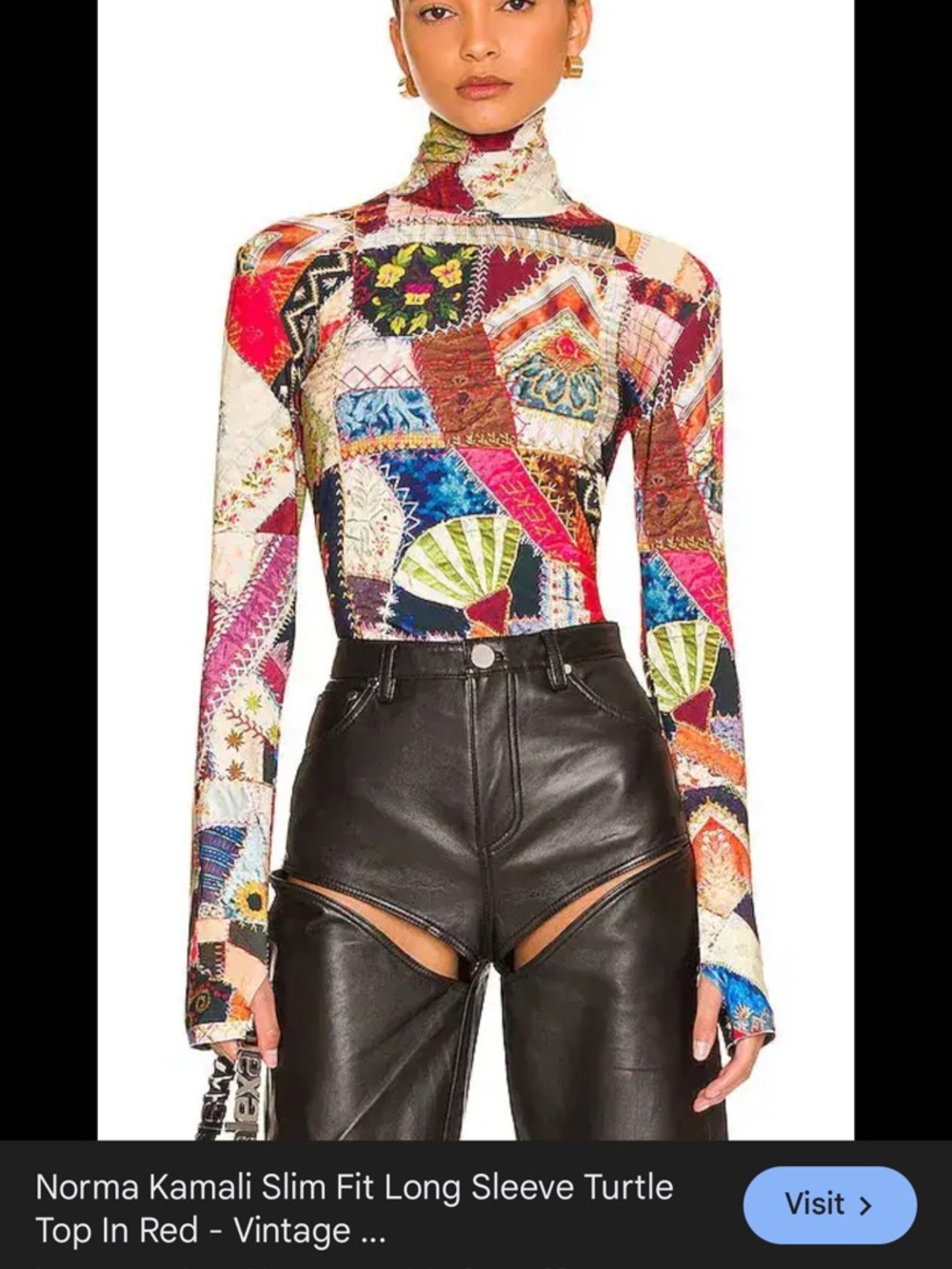 Norma Kamali Multicolor Patchwork Turtleneck Top